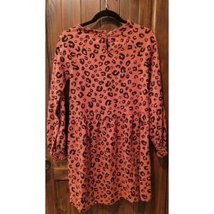Art Class Orange Black Leopard Print Knee Length Girls XL Dress Linen/Cotton